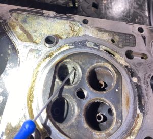 Figure 5: Corrosion made a hole in the casting behind the valve seat